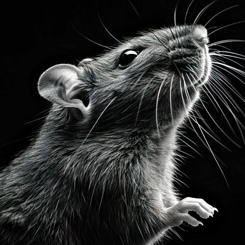 Black and white drawing of a rat